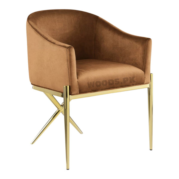 Camille High Gloss Golden Stainless Steel Base Dining Chair