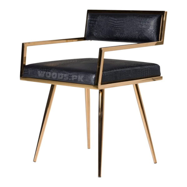 Faith High Gloss Golden Stainless Steel Base Dining Chair
